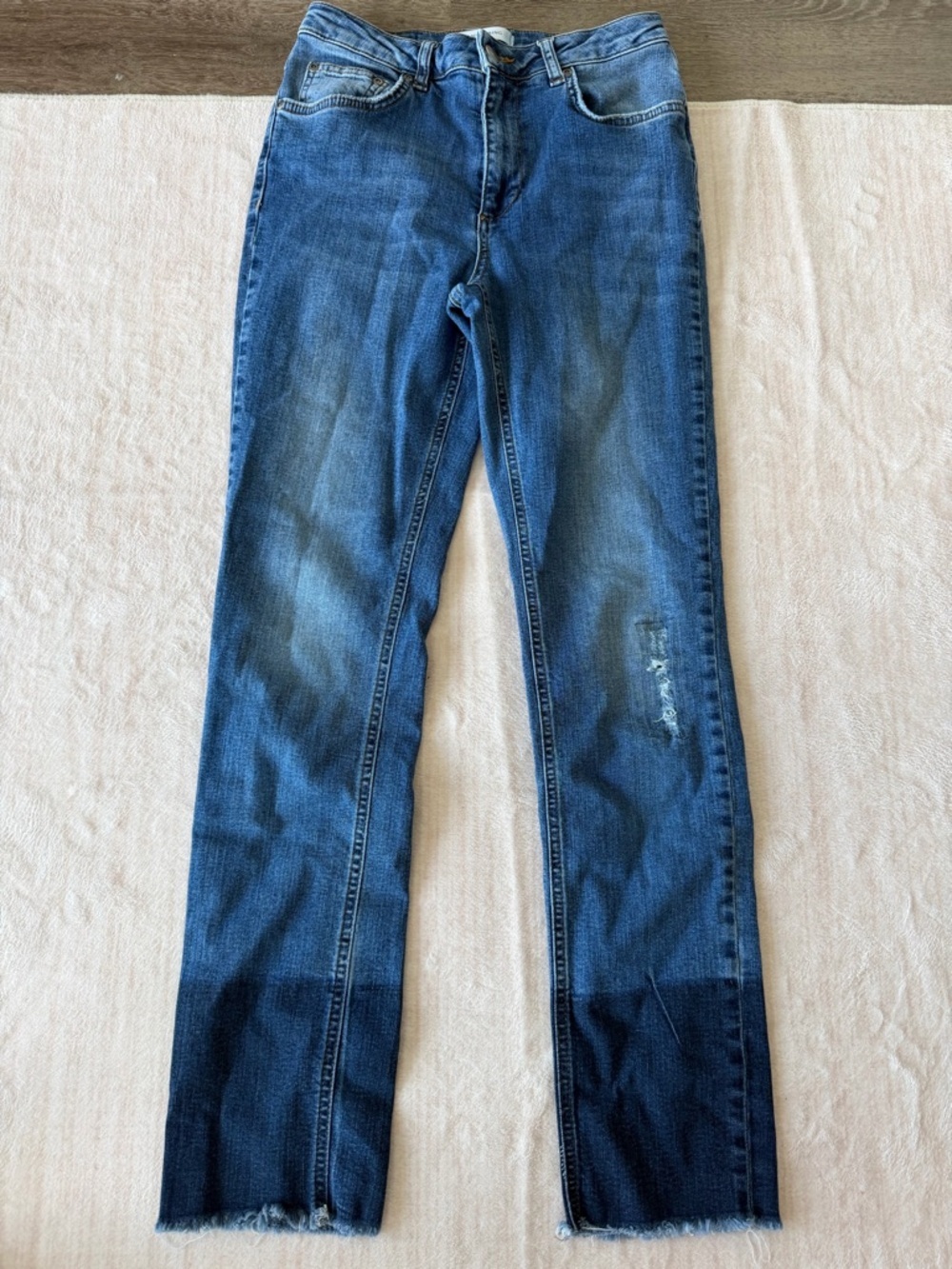 Anine Bing Two-Tone Distressed Slim Jeans